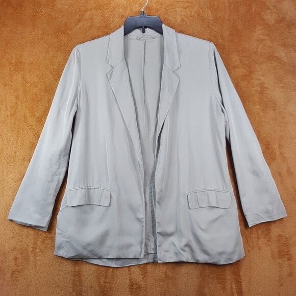 ALLSAINTS Blazer Womens Size 6 Gray Lightweight Open Lyocell Side Slits ALVA - Picture 2 of 9